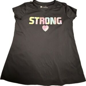 Xersion Black Tee with Colorful 'Strong' Graphic